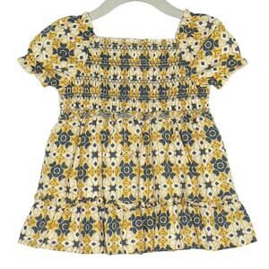 Rachel Zoe 2T Toddler Girls Smocked Dress Yellow Blue Floral